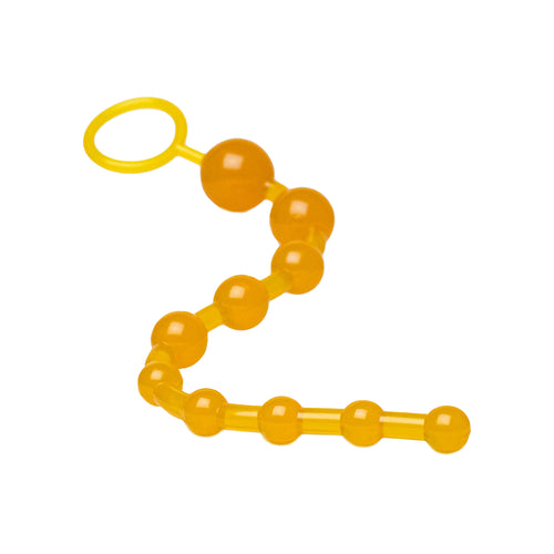 Bolas anales suaves y flexibles con anillo de recuperación. 10 bolas individuales de diferentes tamaños. Plástico PVC libre de ftalatos.